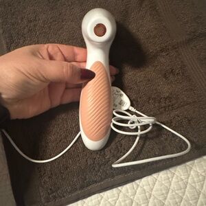 Chic White and Peach Handheld Massager